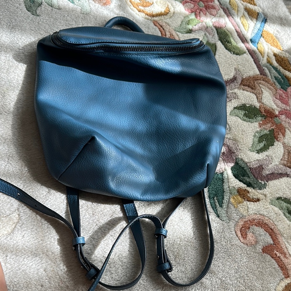 Topshop Teal Leather Backpack